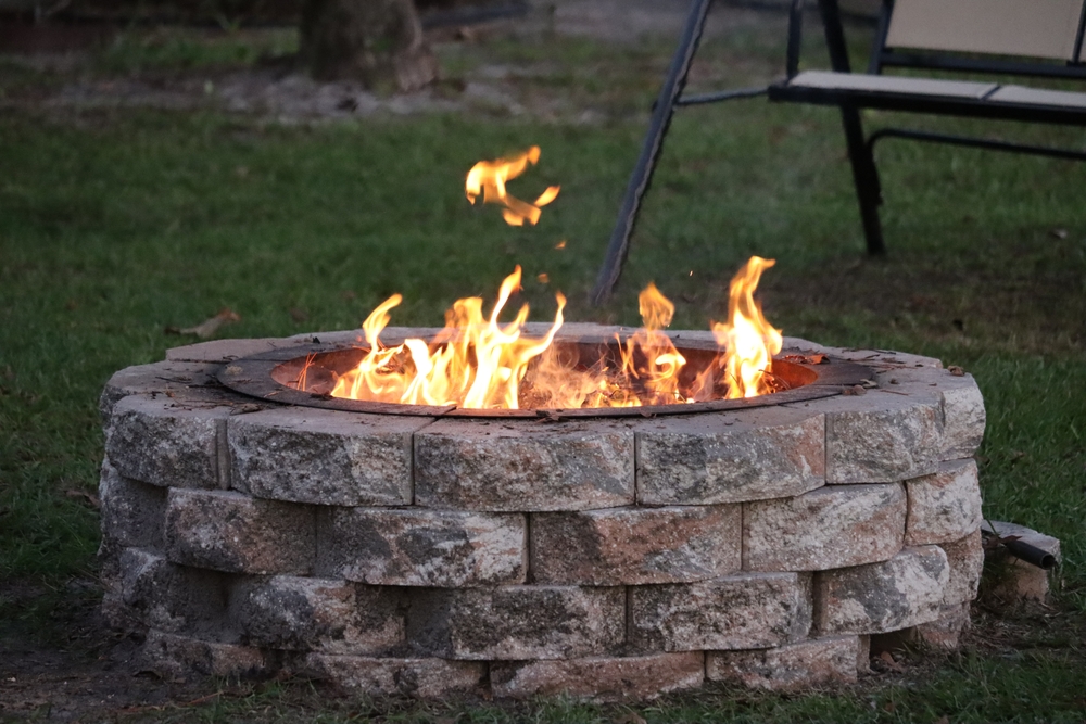 A,Stone,Fire,Pit,With,A,Ring,Of,Bright,Flames