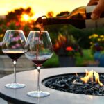 Pouring,Red,Wine,Into,Glasses,At,Sunset,Golden,Hour,Next